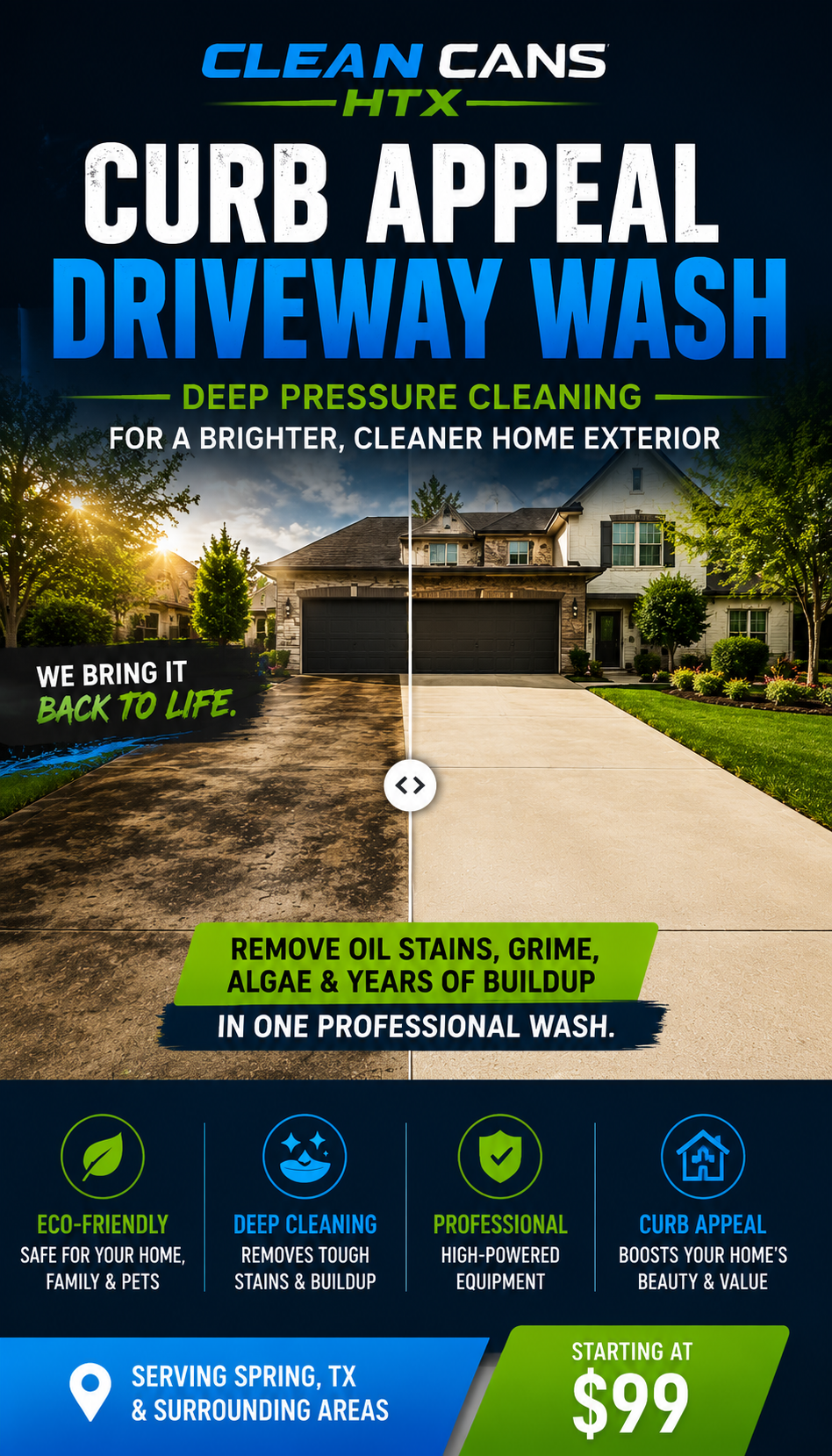 Curb Appeal Driveway Wash – Deep Pressure Cleaning